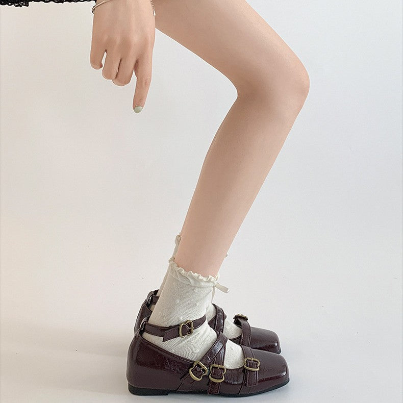 Women's Ballet Flats with Decorative Strap Design