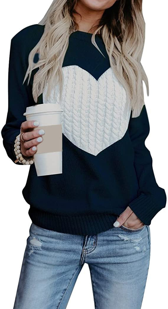 Women's Elegant Knit Sweater with Heart Design