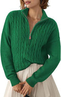 Women's Chunky Knit Sweater with Mock Neck and Half-Zip