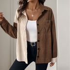 Women's Corduroy Shirt with Modern Color Combination and Casual Cut