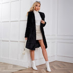 Women's Fluffy Faux Fur Coat with Oversized Hood and Elegant Collar