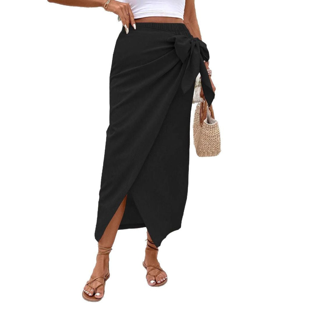 Women's Elegant Wrap Skirt with Bow Detail