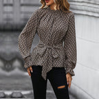 Blouse with Chic Wrap Design and Voluminous Sleeves