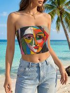 Women's Floral Bird Print Bandeau Top