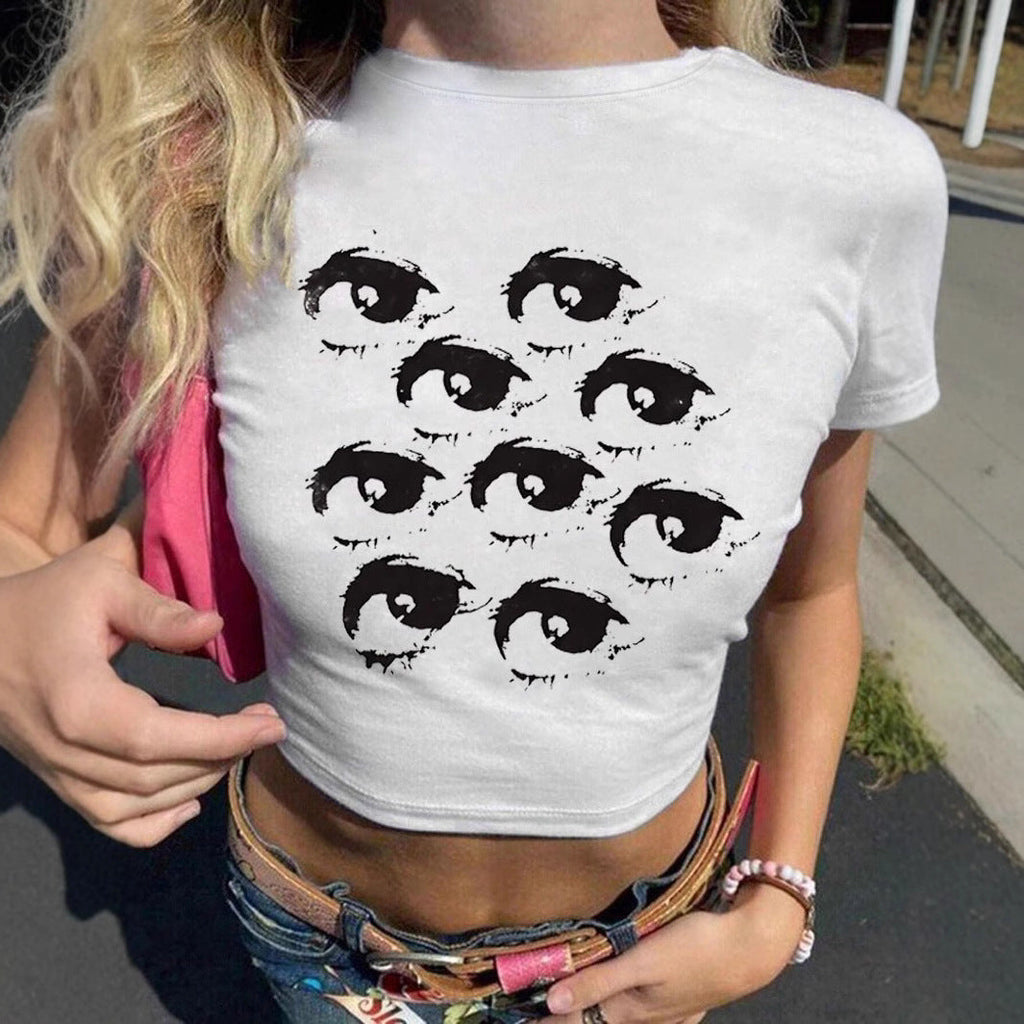 Women's Eye Motif Crop T-Shirt