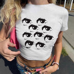 Women's Eye Motif Crop T-Shirt