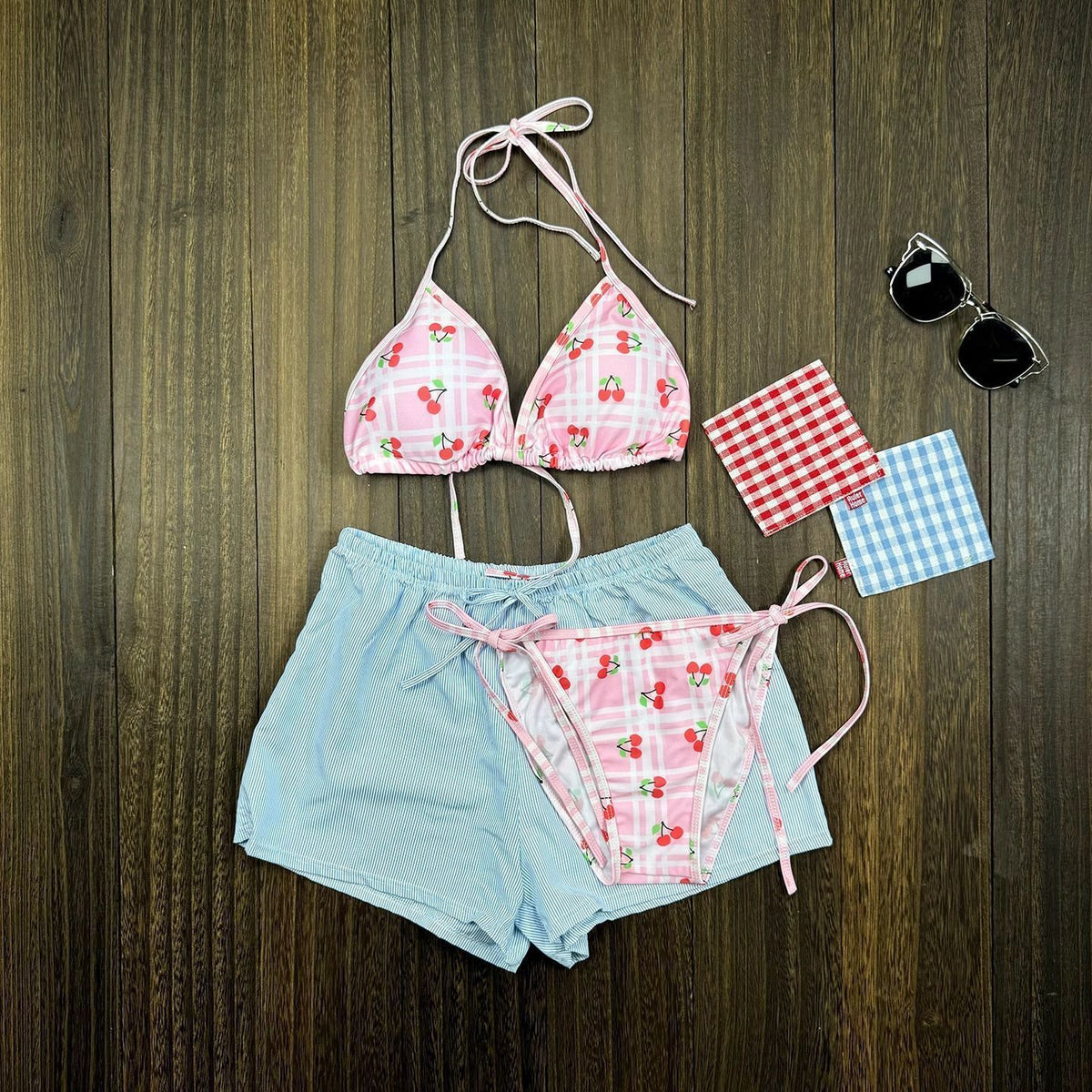 Women's Swimsuit Set with Playful Cherry Motif