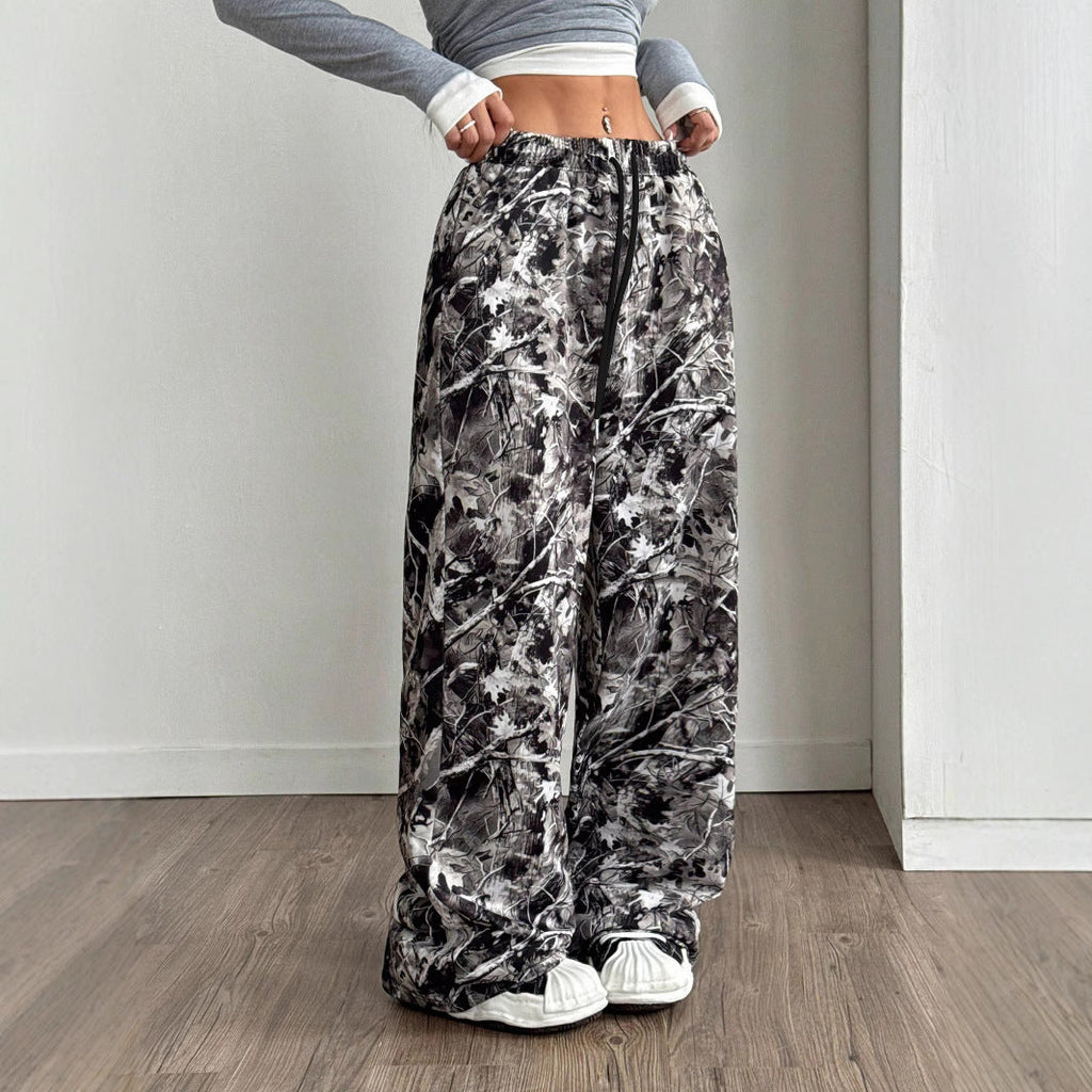 Women's Comfortable Floral Casual Pants with Elastic Waist