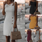 Elegant Sheath Dress with Button Detail