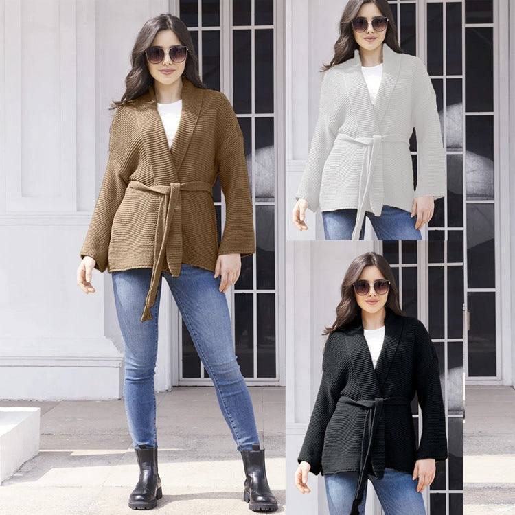 Elegant Knit Cardigan with Belt