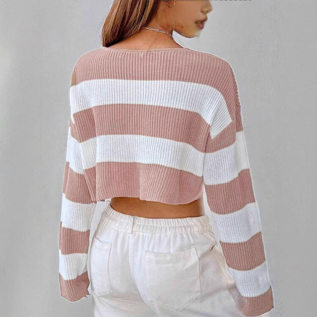 Women's Patterned Crop Sweater