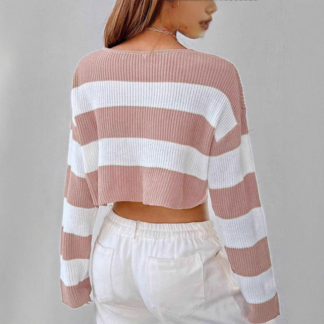 Women's Patterned Crop Sweater