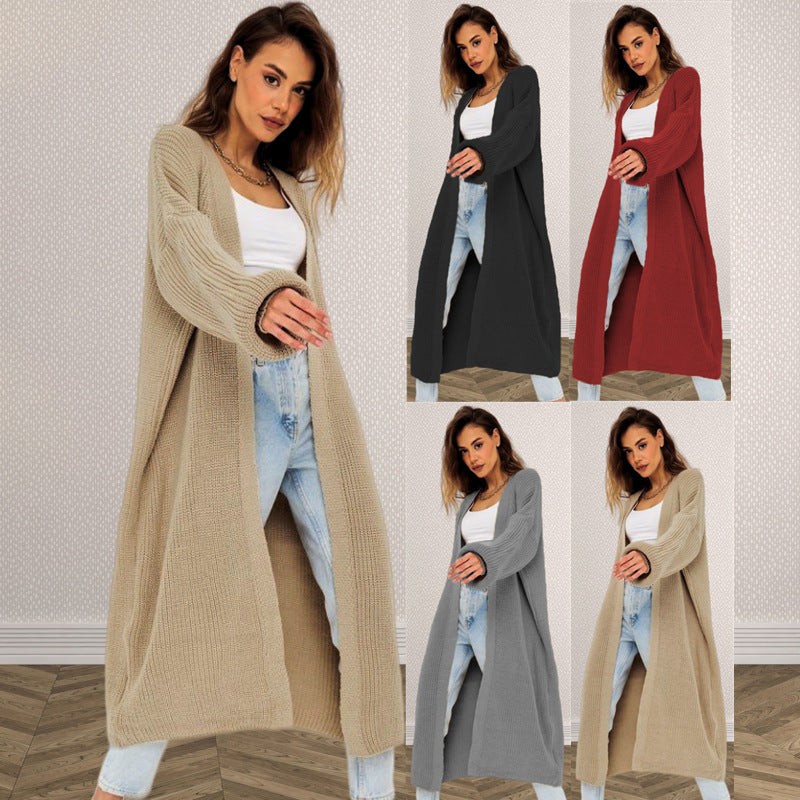 Women's Chunky Knit Cardigan with Open Cut