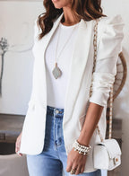 Women's Blazer with Puff Sleeve Design