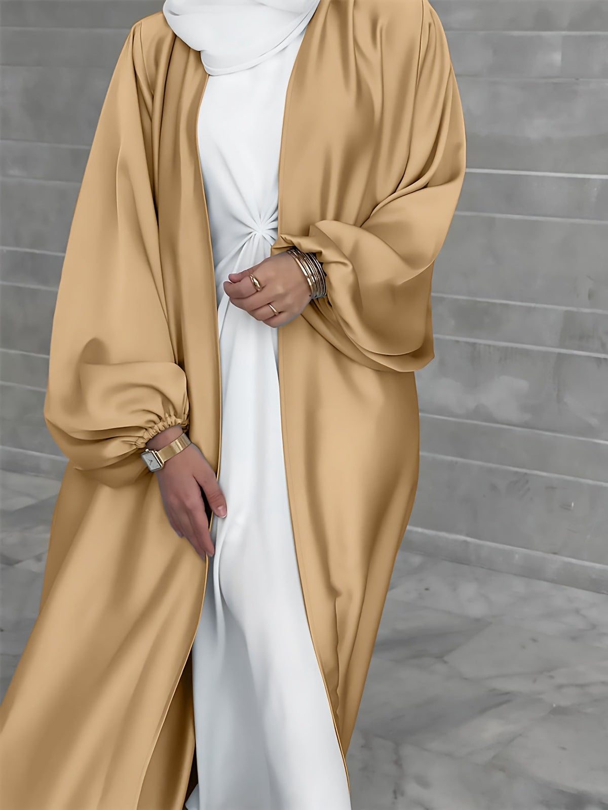 Elegant Satin Jacket with Wide Sleeves