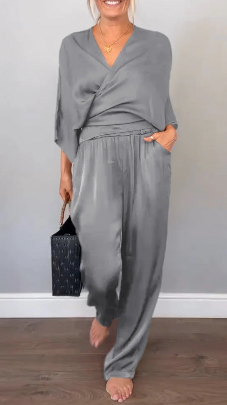 Elegant and Comfortable Satin Pantsuit