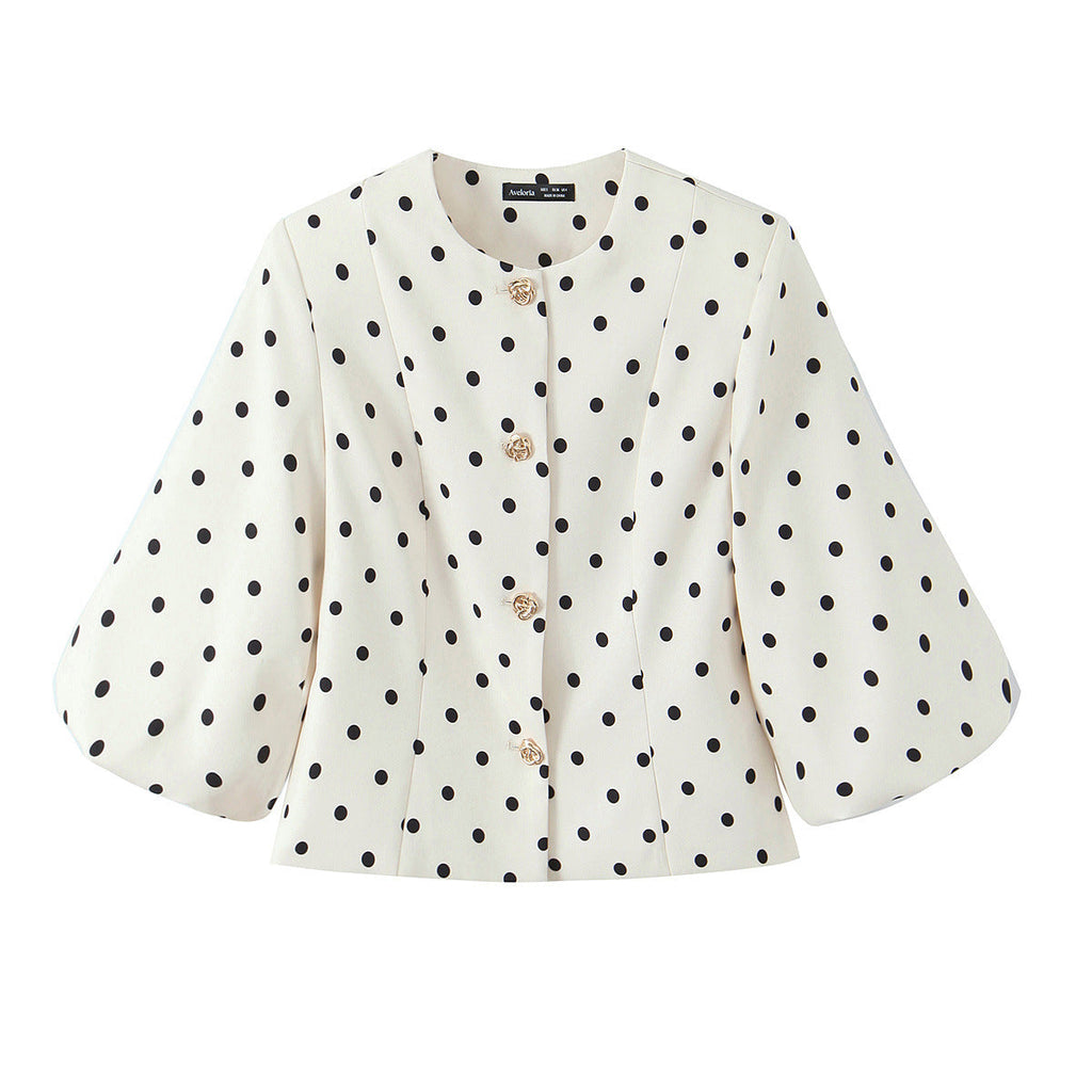 Elegant Women's Blouse with Puff Sleeves and Button Details