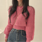 Women's Chunky Knit Sweater with Wide Fit and Dropped Shoulders