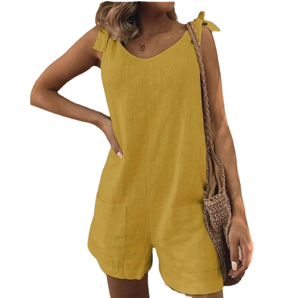 Women's Jumpsuit with Pockets and Adjustable Shoulder Straps
