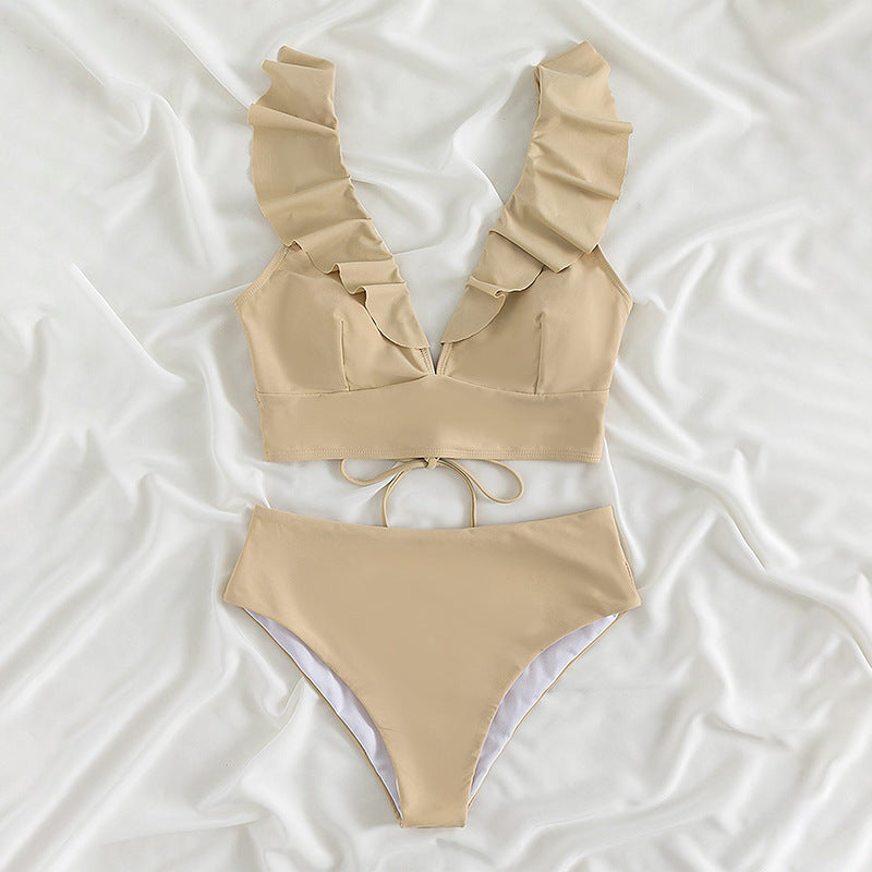Women's Ruffled High-Leg Swimsuit