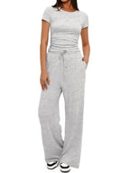 Women's Comfortable Leisure Set with Elastic Waist and Cozy Top