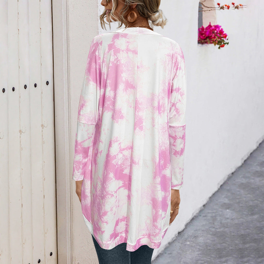 Women's Long Cardigan in Fashionable Tie-Dye