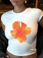 Women's Crop T-Shirt with Creative Bow Details