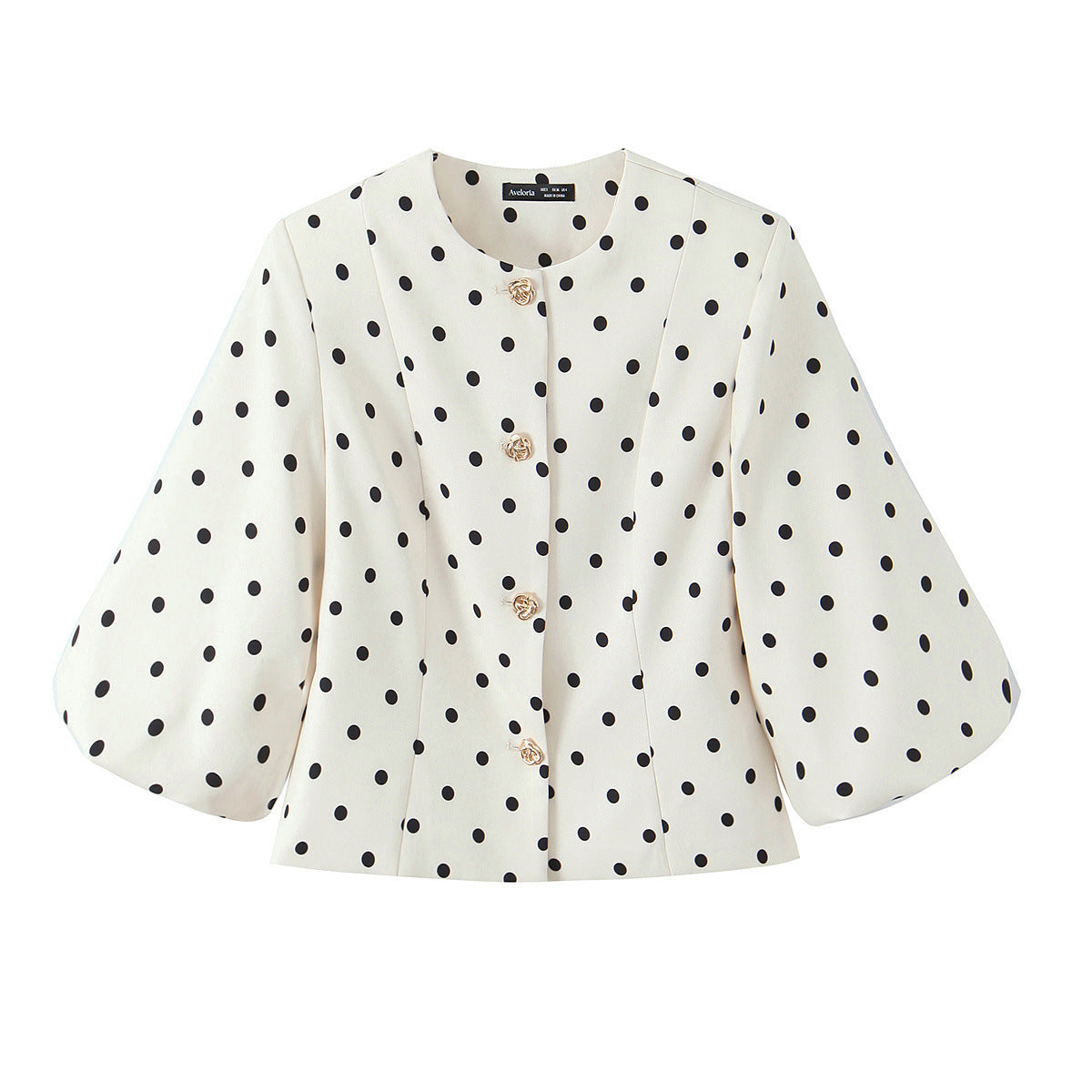 Women's Polka-Dot Blouse with Voluminous Sleeves