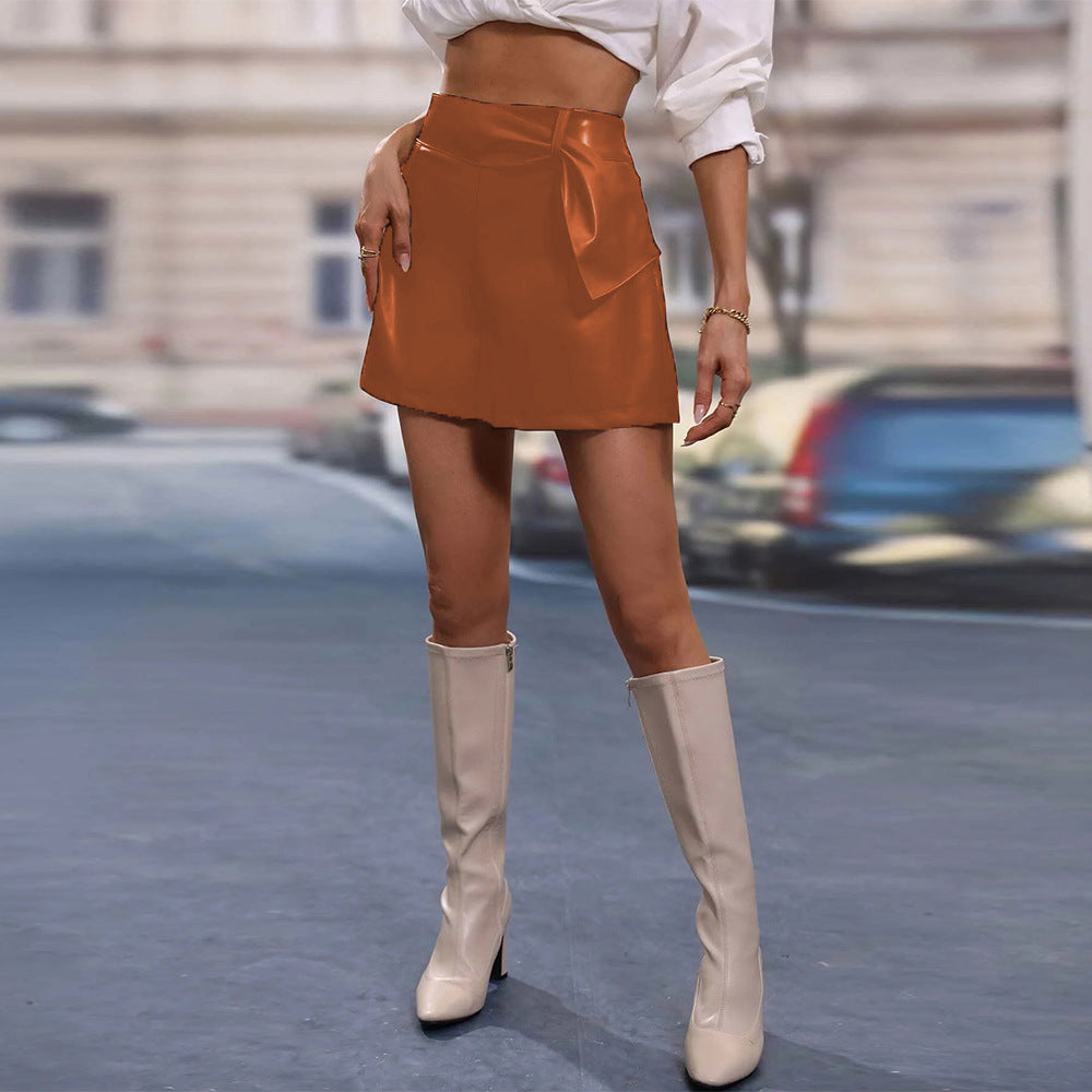 Women's Asymmetrical Mini Skirt with Decorative Bow