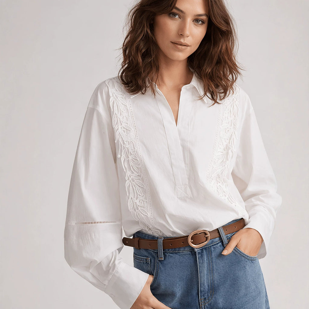 Women's Elegant Blouse with Fine Embroidery Details