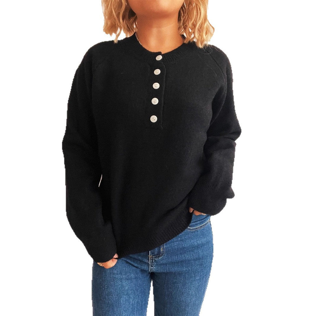 Women's Cozy Knit Sweater with Button Details