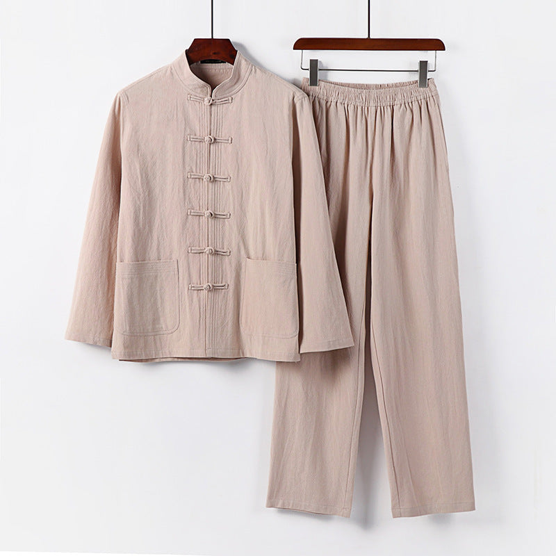 Men's Two-Piece Linen-Cotton Loungewear Set