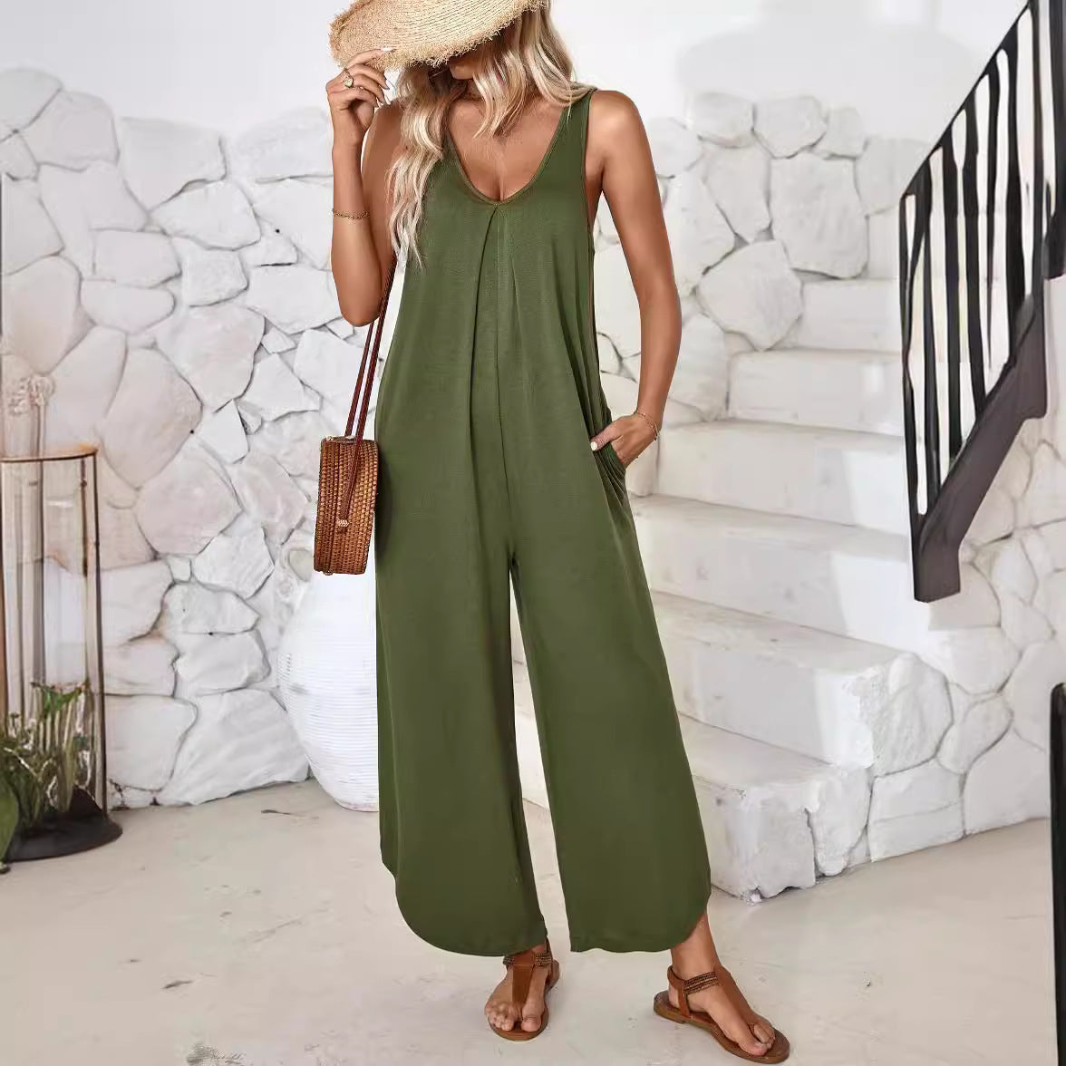 Women's Airy Wide-Leg Jumpsuit with Pockets