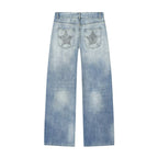Women's Denim Jeans with Sparkling Star Pattern