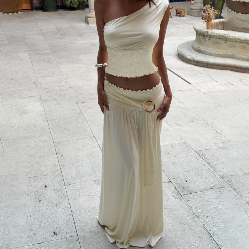 Women's One-Sided Maxi Dress with Refined Draping