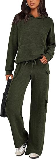 Women's Comfortable Lounge Set with Hood and Wide-Leg Pants