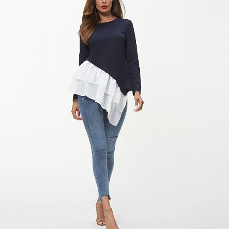 Women's Asymmetrical Sweatshirt with Ruffled Hem