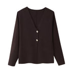 Women's Elegant V-Neck Button-Down Cardigan