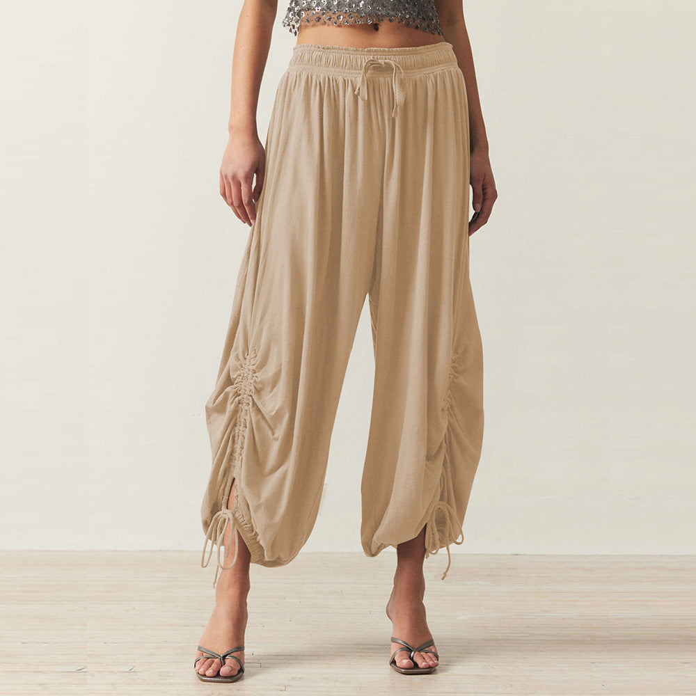 Comfortable Harem Pants with Ruffle Details