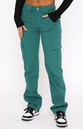 Women's Cargo-Style Pants with High Pockets and Relaxed Fit