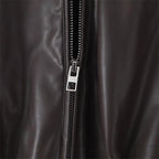 Women's Cropped Faux Leather Jacket with Pockets and Elastic Hem