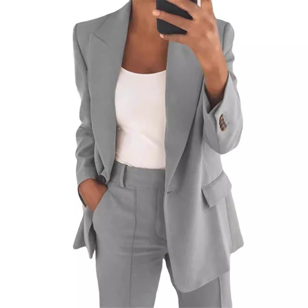 Women's Business Blazer Set with Oversized Silhouette