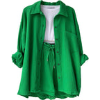 Women's Casual Short Oversized Shirt with Pockets
