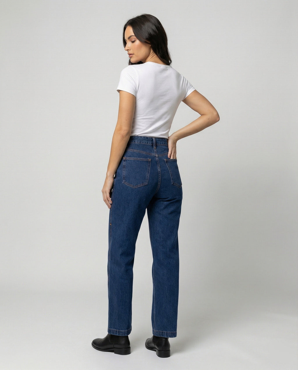 Blue Vintage Denim High Waist Straight Leg Jeans