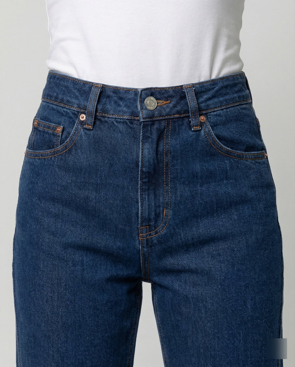 Blue Vintage Denim High Waist Straight Leg Jeans