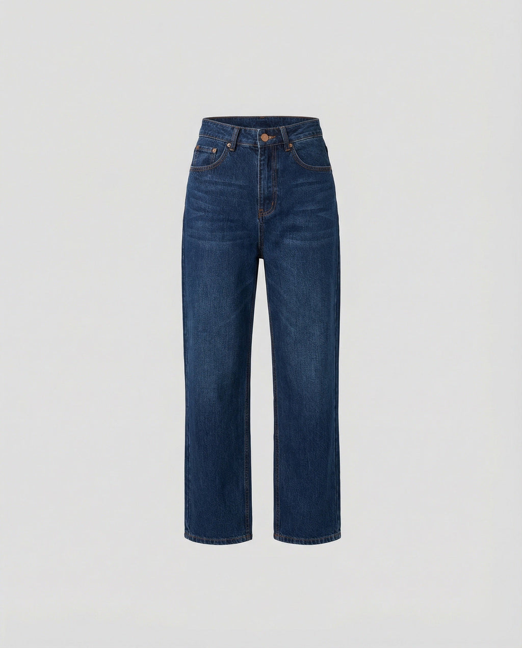 Blue Vintage Denim High Waist Straight Leg Jeans