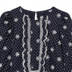 Women's Blouse with Lace and Ruffle Details