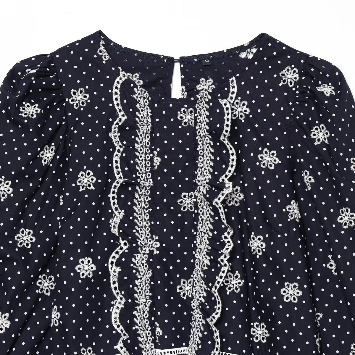 Women's Blouse with Lace and Ruffle Details
