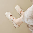 Women's Ballet Flats with Elegant Pearl Appliqué