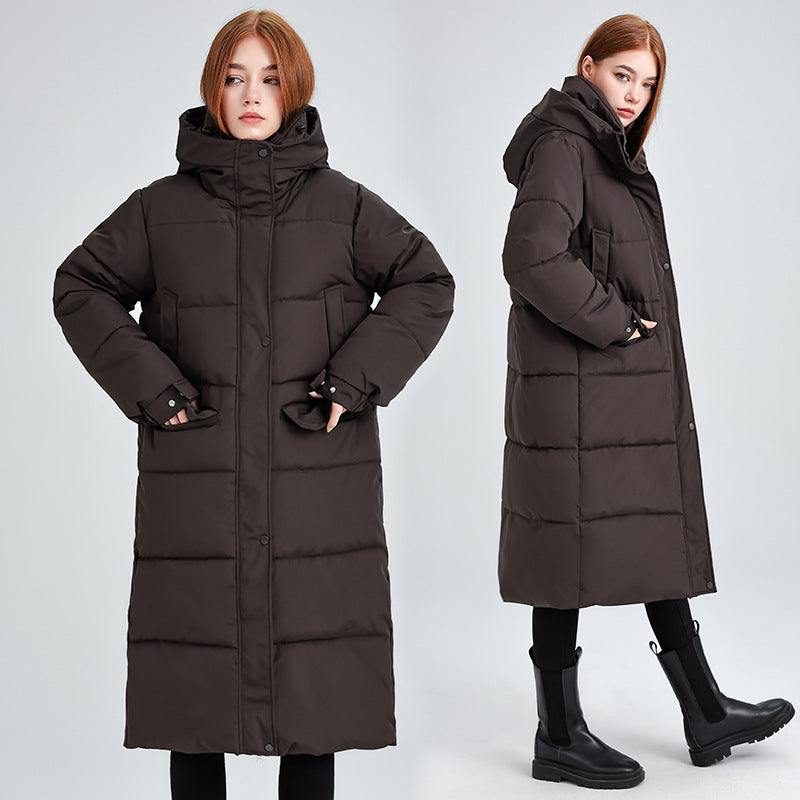 Women's Long Insulated Winter Jacket with Hood